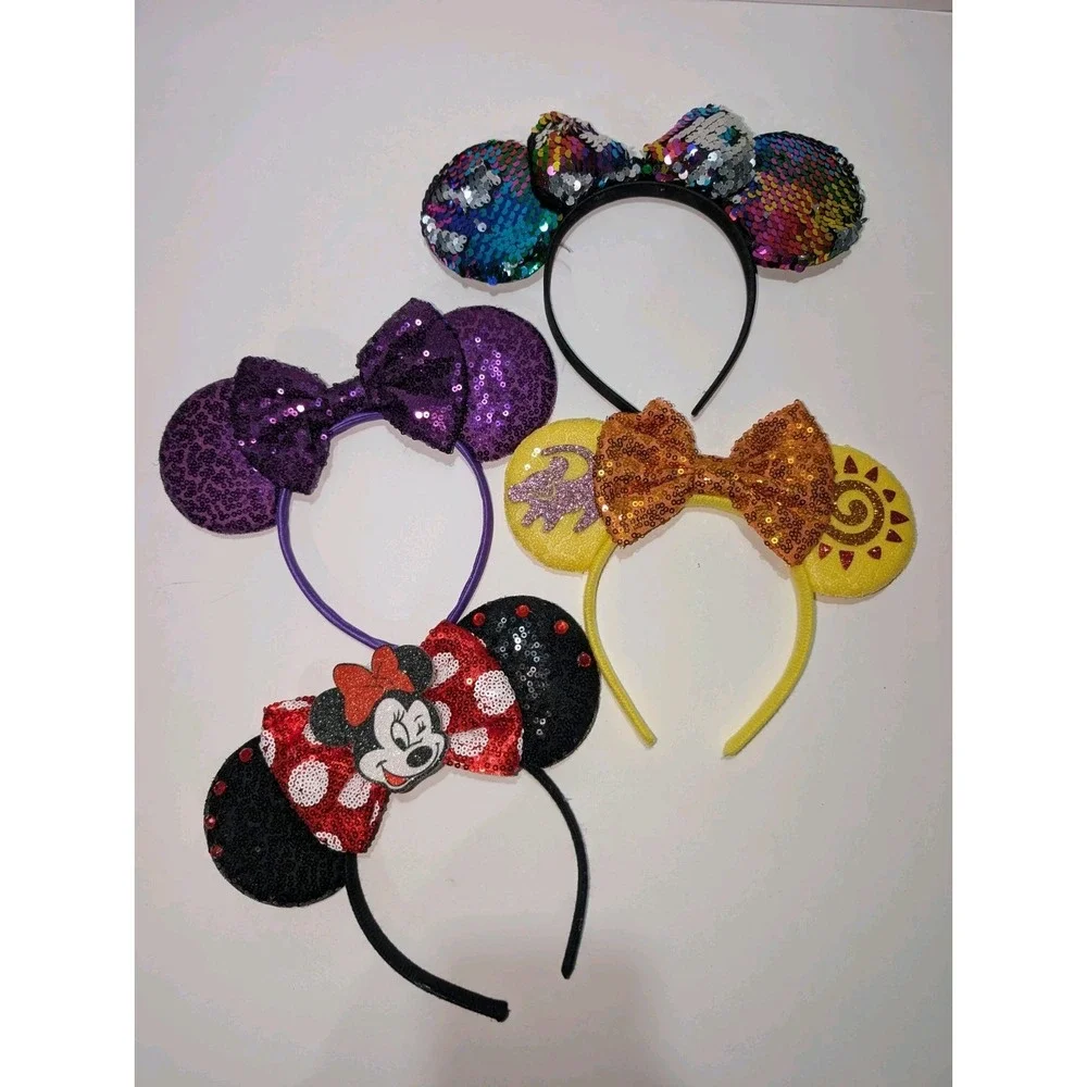 Minnie Mouse Ears Lot Lion King Disney Sequin Headbands Bow